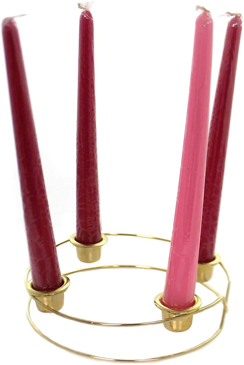 Metal 6.5 inch Advent wreath holder with candles - The Country Christmas Loft