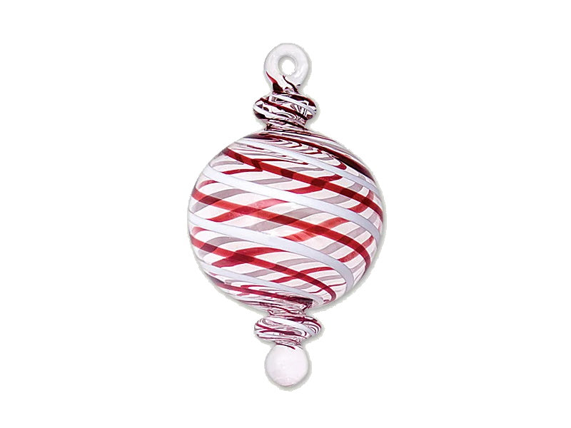 Peppermint Striped Ball Glass Ornament
