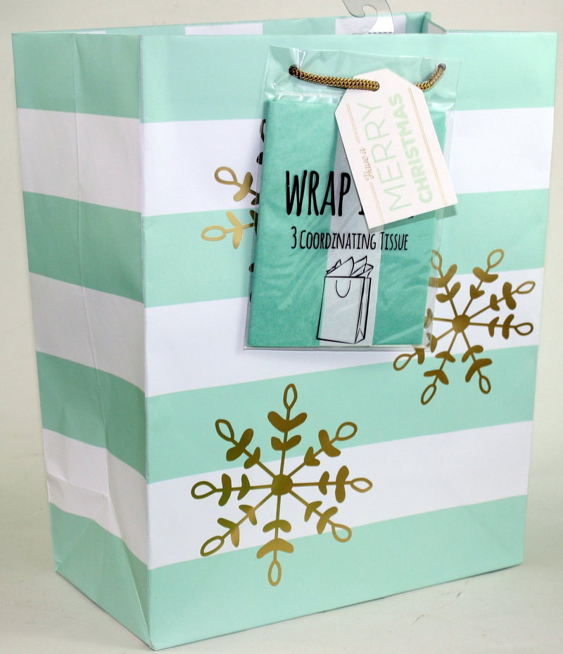 Traditional Gift Bag With Matching Tissue - Gold Flakes Large