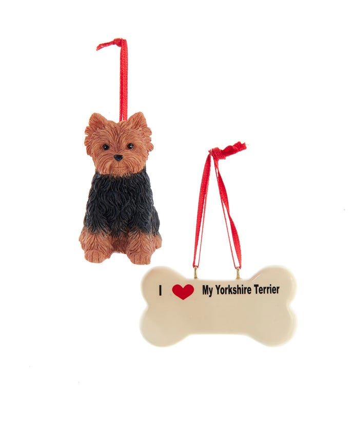 I love My Yorkshire Terrier With Dog Bone Ornaments - The Country Christmas Loft