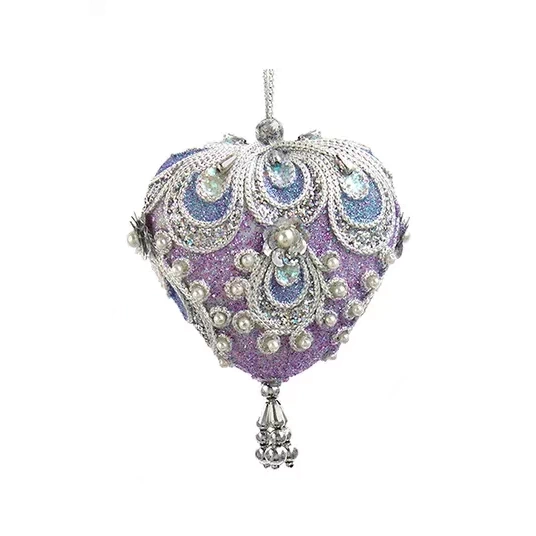 Lavender Paisley Ornament - Heart - The Country Christmas Loft