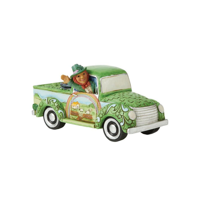 Leprechaun in Green Truck - The Country Christmas Loft