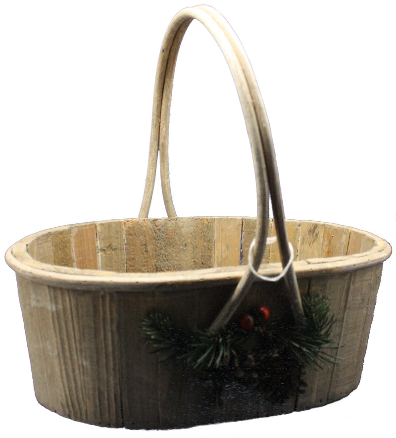 Rustic Wooden Basket  - 13 x 9 x 11