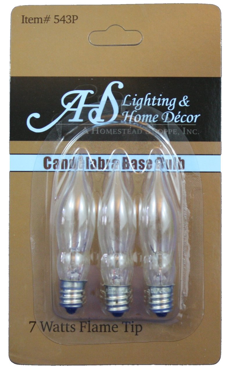 Clear 7W Flame Tip 3Pk - The Country Christmas Loft