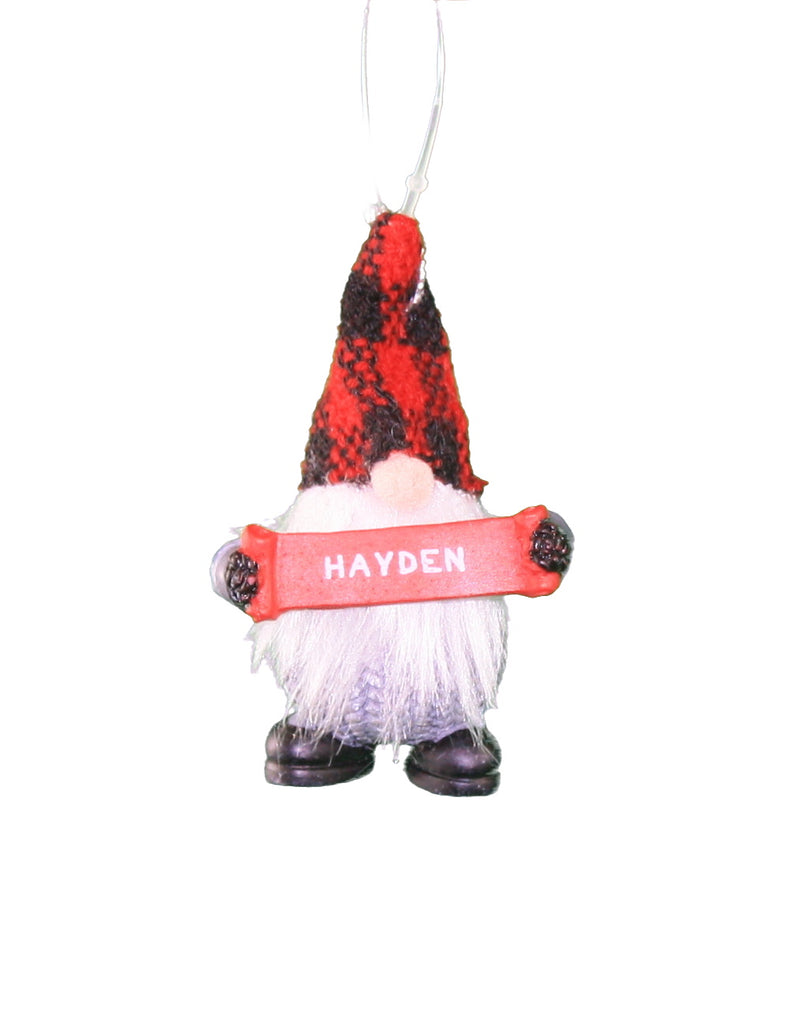 Personalized Gnome Ornament (Letters A-I) - Hayden - The Country Christmas Loft