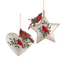 Heart  or Star Cardinal Ornament - - The Country Christmas Loft