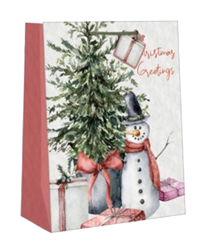 Traditional Giftbag - Snowman Greetings - Large - The Country Christmas Loft