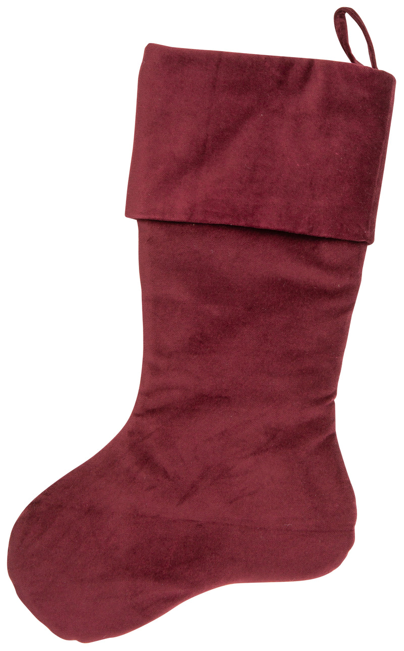 Burgandy Velvet Stocking With Cuff - The Country Christmas Loft