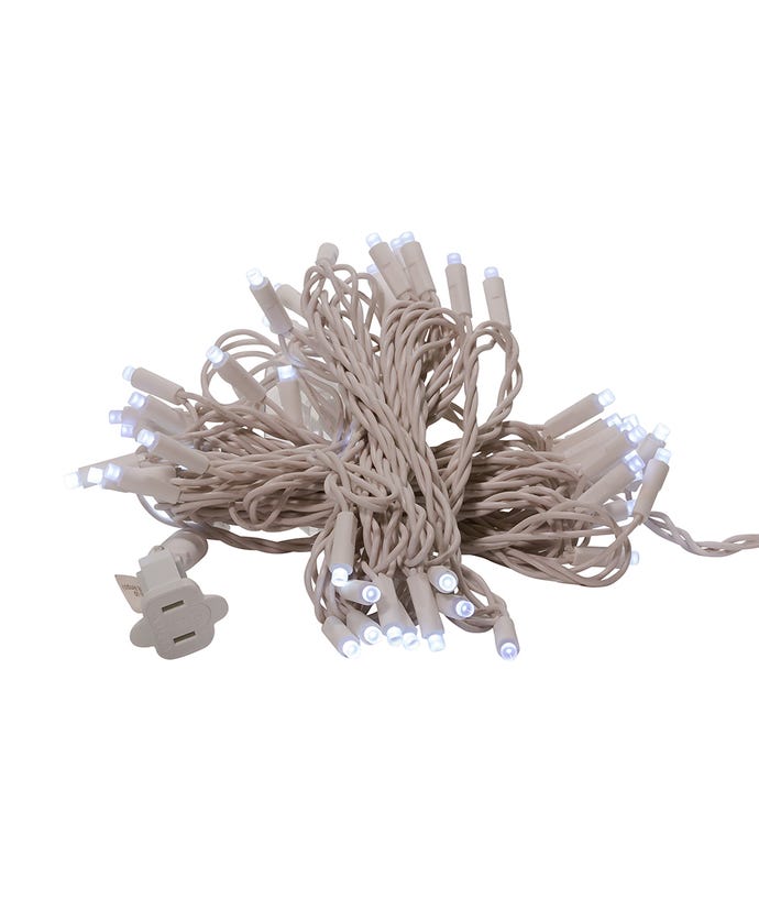 50-Light 5mm Cool White Frosted LED White Wire Light Set - The Country Christmas Loft