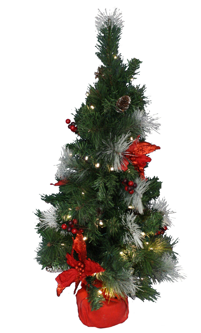 Lighted Poinsettia Tree - 36 Inch