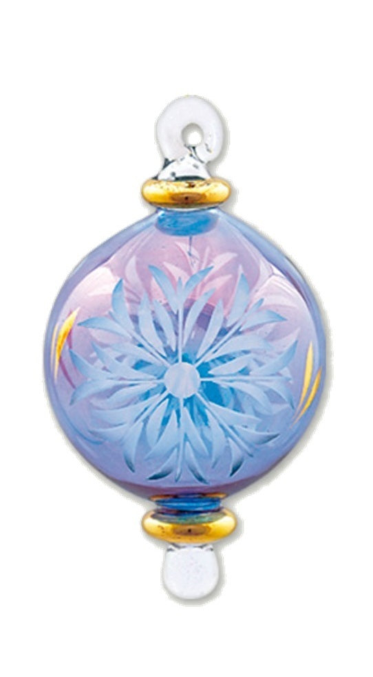 Small Sphere Glass With Gold Accents - Blue