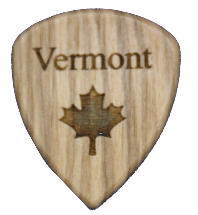 Vermont  Wooden Guitar Pick With Maple Leaf