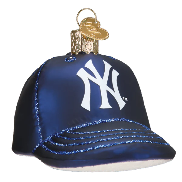 New York Yankees Baseball Cap Glass Ornament - The Country Christmas Loft