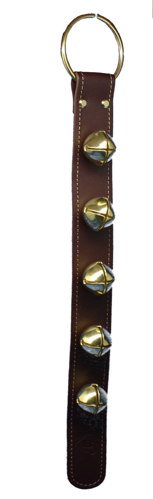 Sleigh Bell Strap with 5 Bells - Brown - The Country Christmas Loft