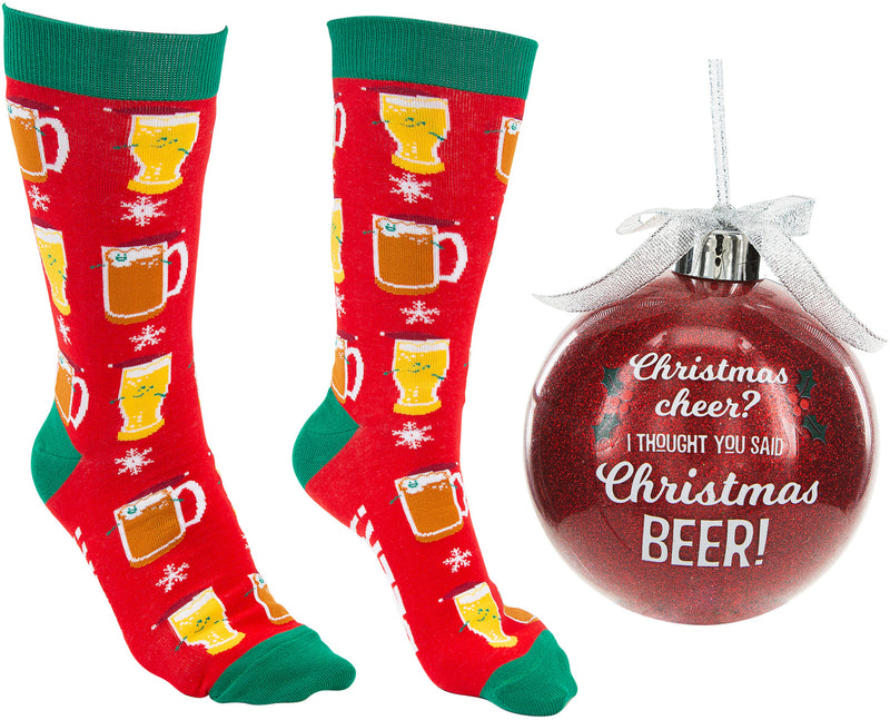 4" Ornament with Holiday Socks - Christmas cheer? I thought you said Christmas beer? - The Country Christmas Loft