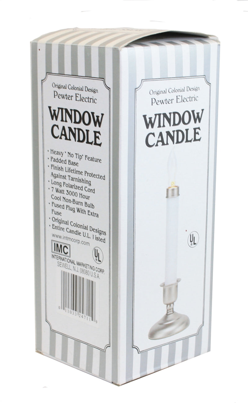 Cape Cod - Pewter Electric Sensor 9 Inch Window Candle - The Country Christmas Loft