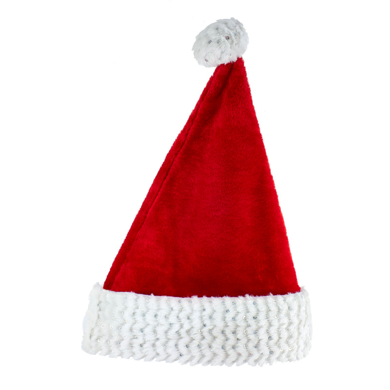 Sequined Plush Santa Hat with White Cuff - The Country Christmas Loft