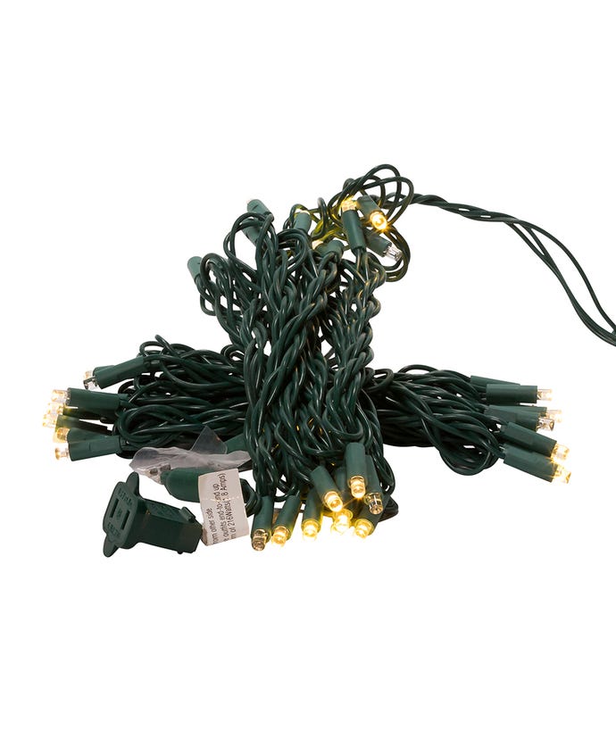 50-Light 5mm Warm White Twinkle LED Green Wire Light Set - The Country Christmas Loft