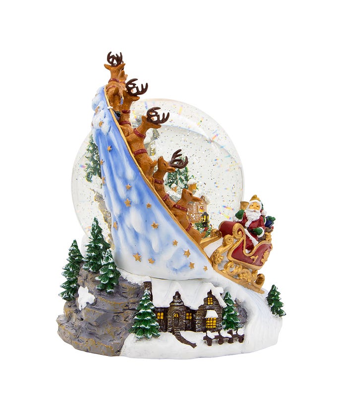 Battery Operated Musical Santa and Sled Water Globe - The Country Christmas Loft