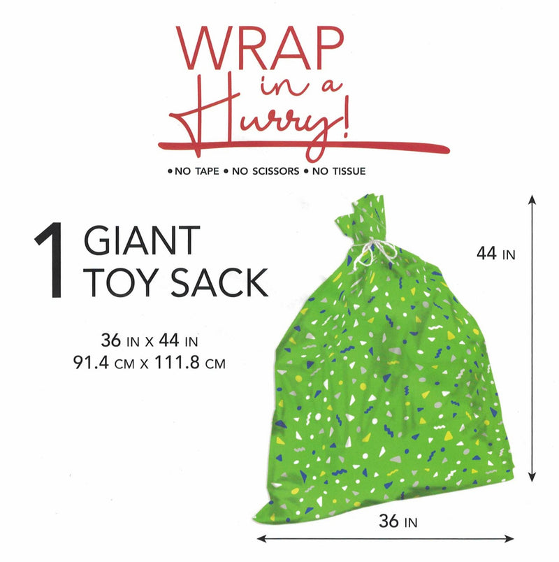 Wrap In A Hurry Giant Toy Sack - Green Confetti - The Country Christmas Loft