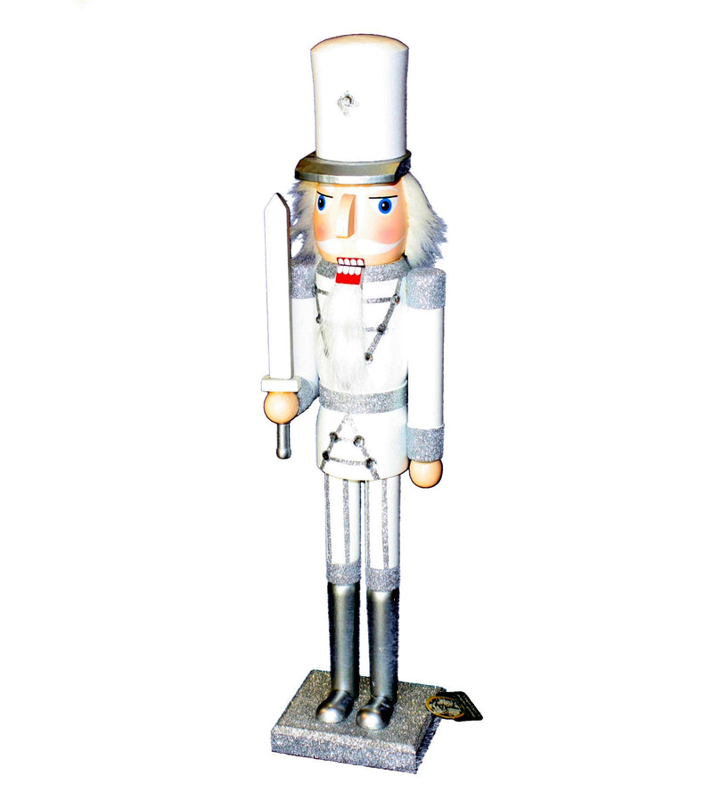 Classic Silver Nutcracker - 2 Feet Tall - with Sword - The Country Christmas Loft