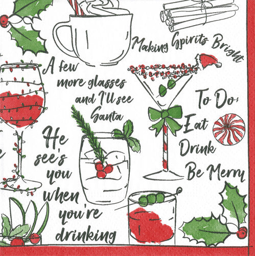 Holiday Spirits Paper Goods - Cocktail Napkin - The Country Christmas Loft