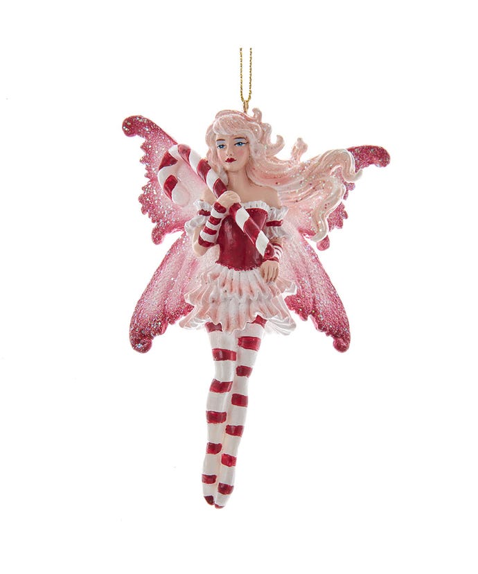 Red Fairy With Candy Cane Ornament - The Country Christmas Loft