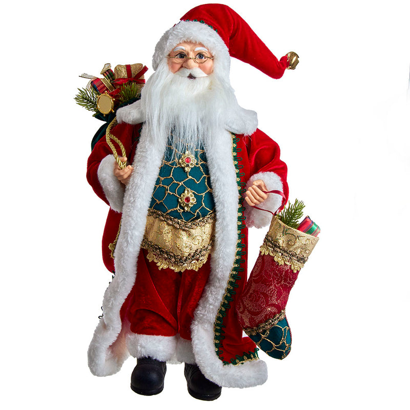 Kringles Fancy Santa With Stocking - 17 Inch - The Country Christmas Loft
