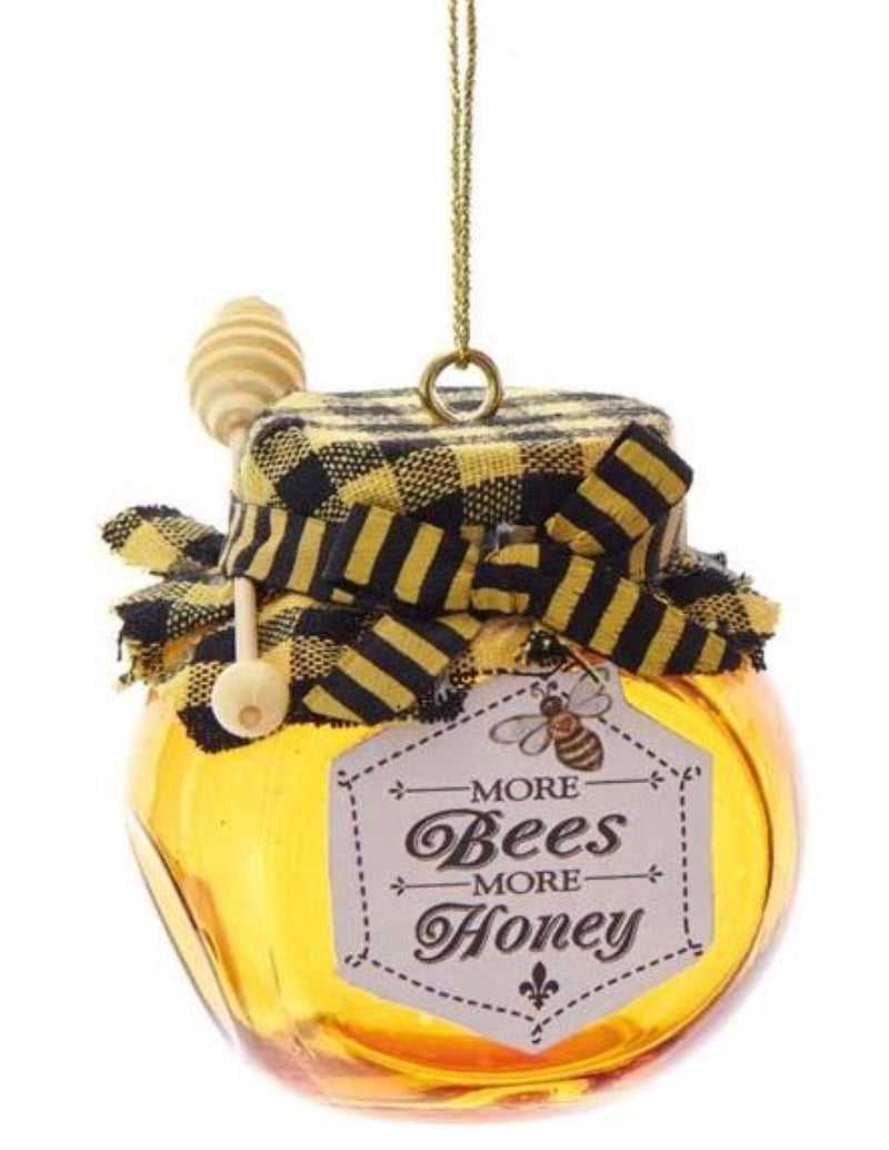 Glass Honey Jar Ornament -  More Bees More Honey - The Country Christmas Loft