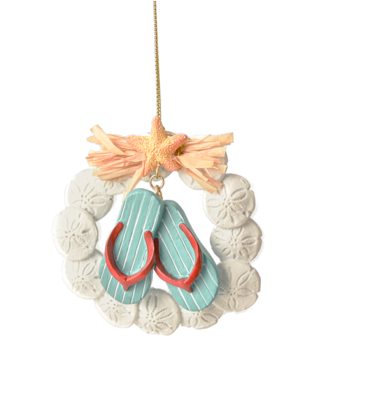 Flip Flop Shell Wreath Ornament - The Country Christmas Loft