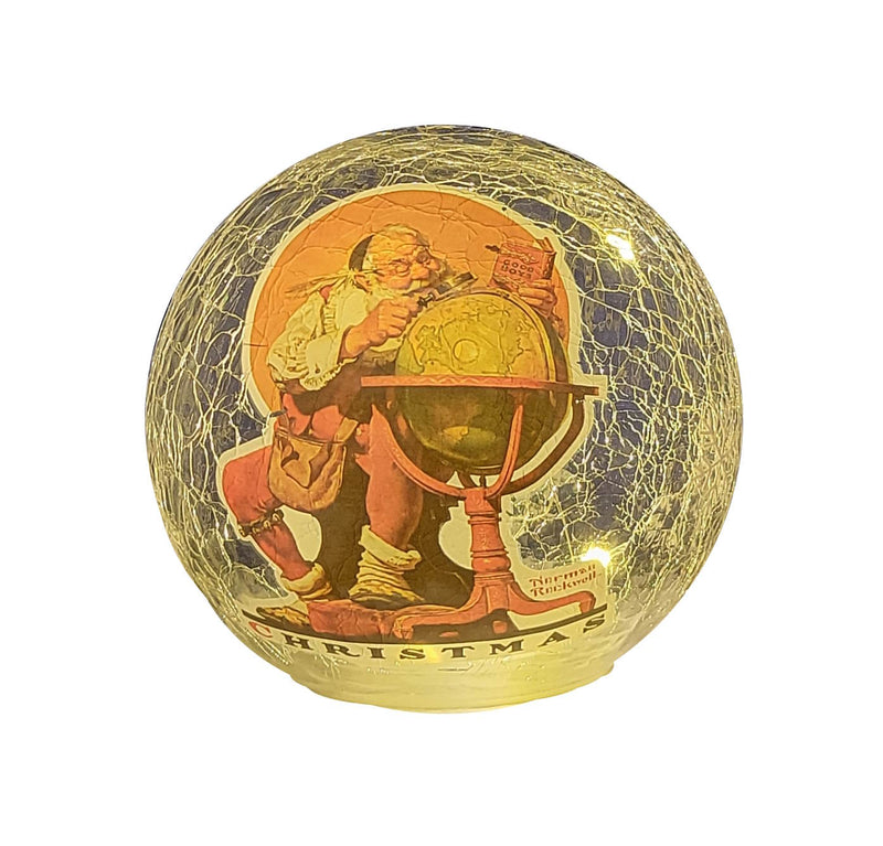 Lighted Globe - Norman Rockwell Santa At The Globe