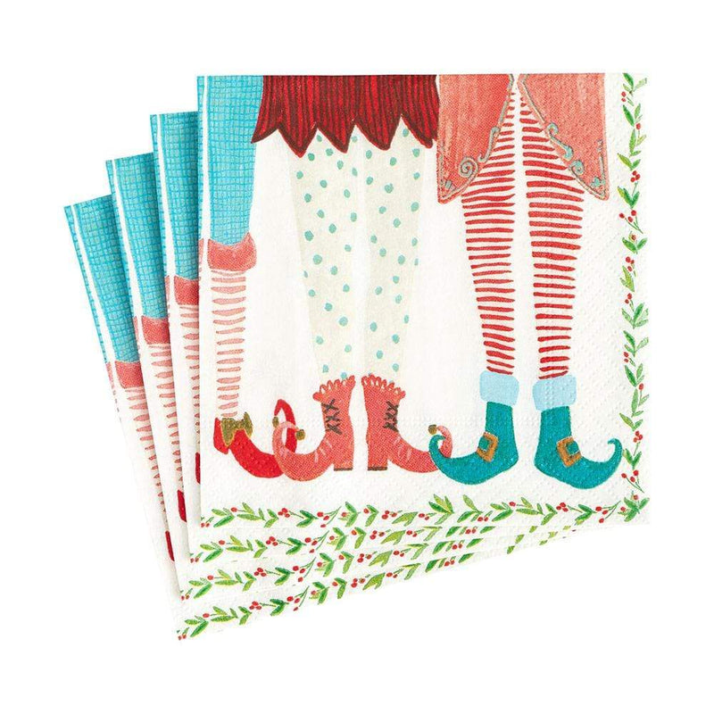 Elf Stockings Paper Cocktail Napkins - The Country Christmas Loft