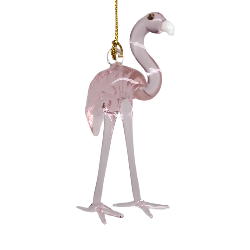 Long Legged Pink Flamingo Egyptian Glass Ornament