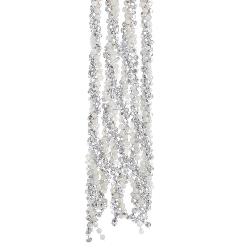 Silver and White Iridescent Twisted Bead Garland - The Country Christmas Loft