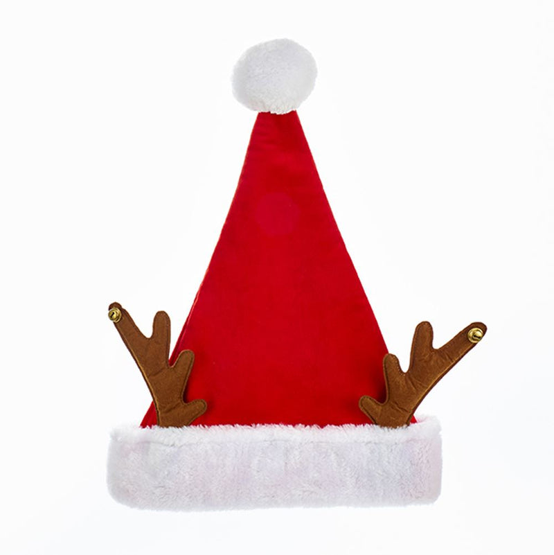 Red Velvet Santa Hat With Antlers - The Country Christmas Loft