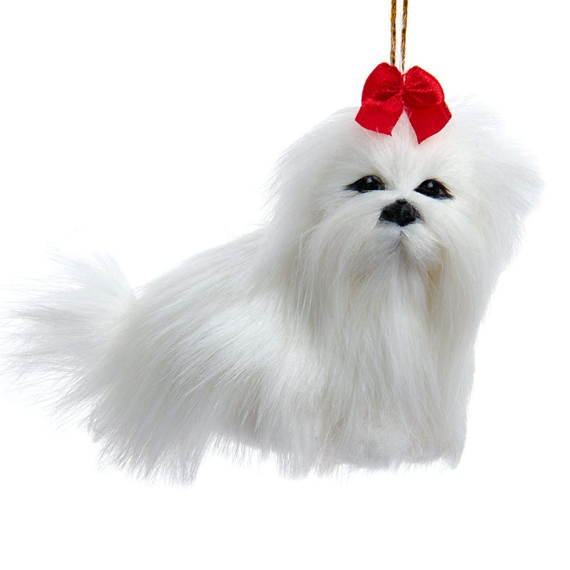 Furry Dog Ornament -  Maltese - The Country Christmas Loft