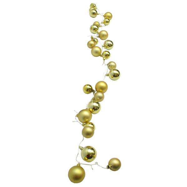 Lighted Ornament Strung 58" Garland - Gold - The Country Christmas Loft