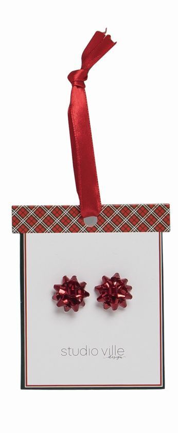 Holiday Bow Earrings - - The Country Christmas Loft