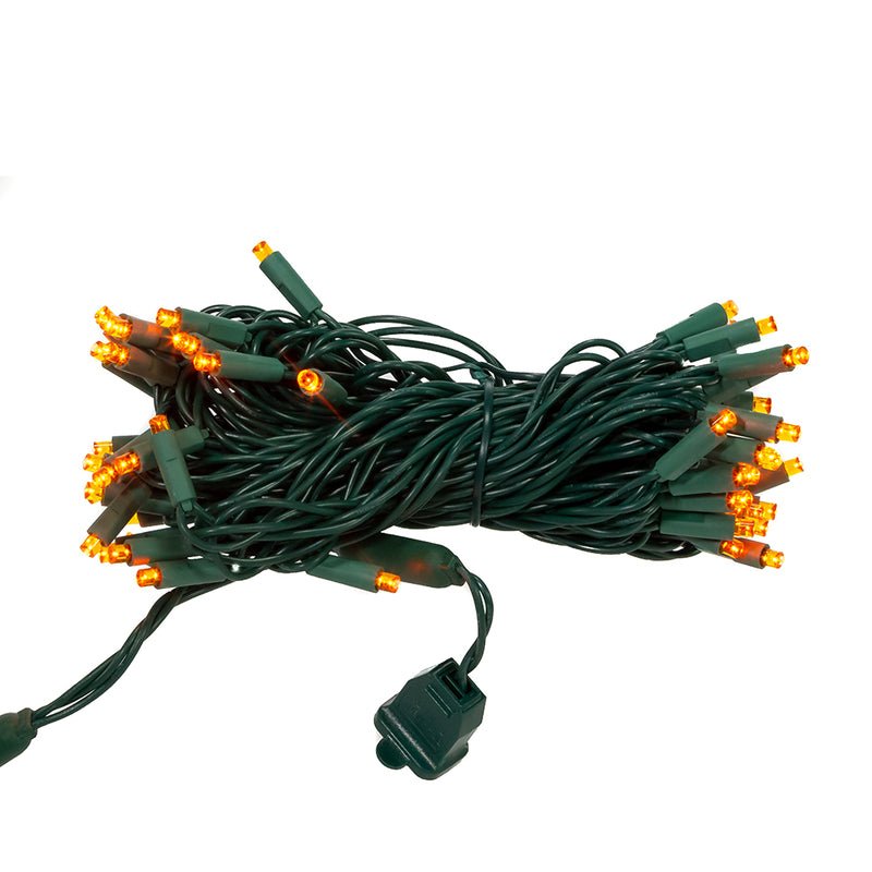 50-Light 5MM Amber Green Wire Light Set - The Country Christmas Loft