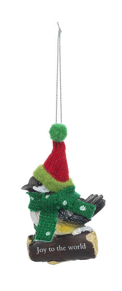 Cozy Bird Ornament - Joy to the world - The Country Christmas Loft