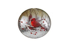 Glass Cardinal Disk Snow Filled Ornament - Style