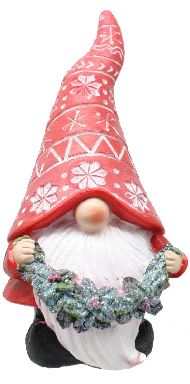 Resin Holiday Gnome With Garland Figurine