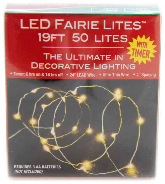 50-Light Battery-Operated Cool White LED Fairy Light Set - The Country Christmas Loft