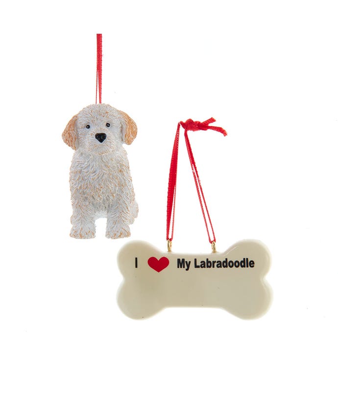 I love My Labradoodle (Light) With Dog Bone Ornaments - The Country Christmas Loft