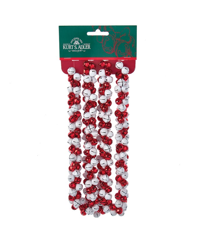 Red and White Bell Garland - The Country Christmas Loft