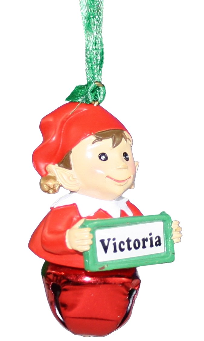 Elf Bell Ornament with Name - Victoria