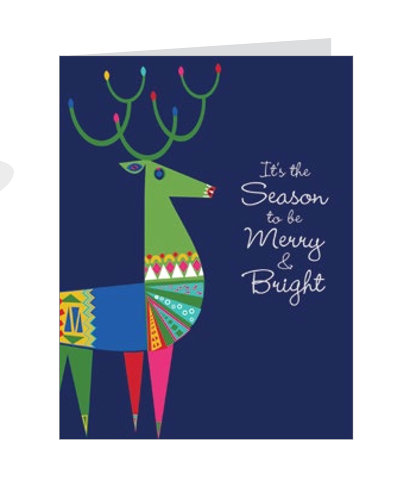 Petite 20 Piece Boxed Cards - Merry & Bright Reindeer - The Country Christmas Loft