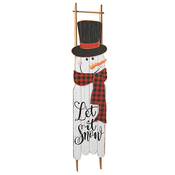 Wood Snowman Sleigh Porch Sign - The Country Christmas Loft