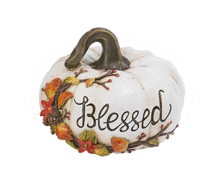 Resin Pumpkin Decor - 5 Inch - Blessed - The Country Christmas Loft
