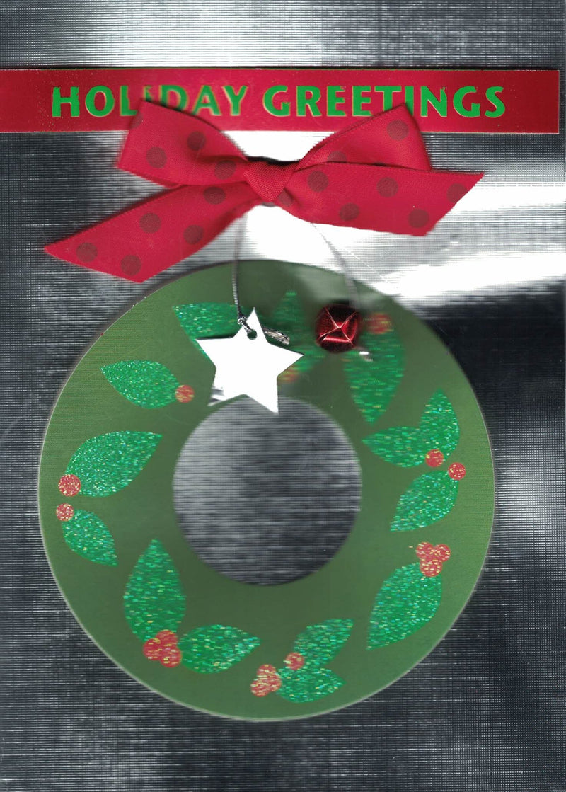 Holiday Greetings Wreath Handmade Boxed Christmas Card - The Country Christmas Loft